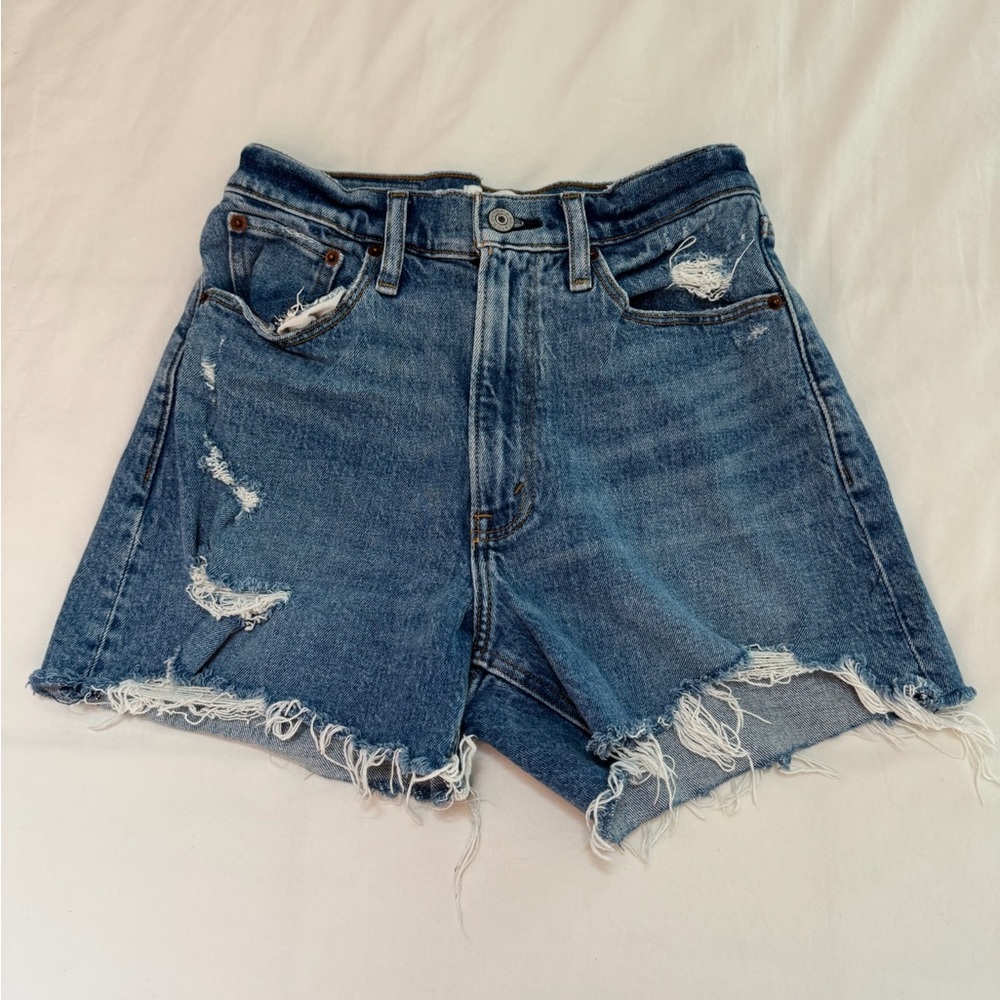 Abercrombie & Fitch Blue Distressed Jean Shorts